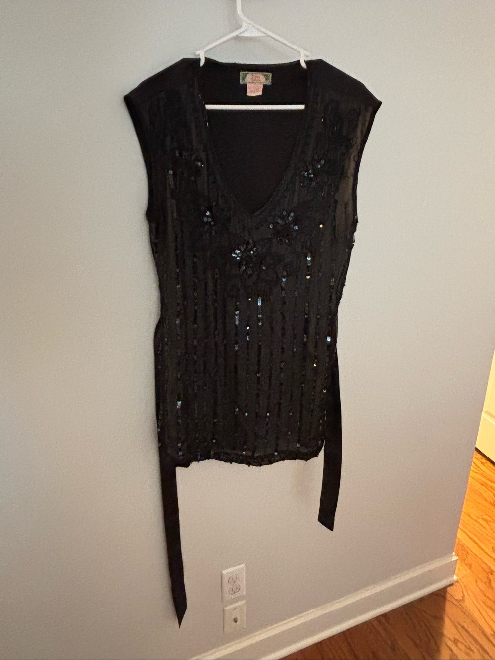 Flying Tomato Black Sequin V-Neck Mini Dress